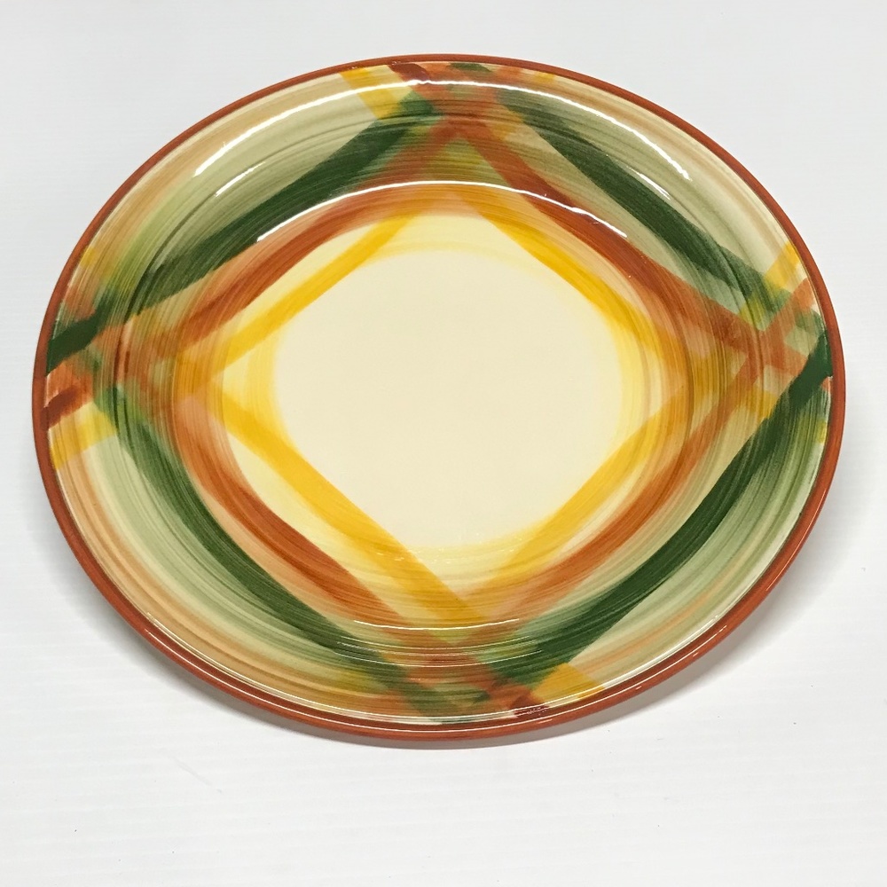 VINTAGE HAND-PAINTED VERNONWARE - HOMESPUN - 12" ROUND SERVING PLATTER